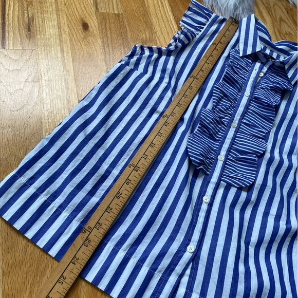 J Crew Ruffle Button Up Mixy Stripe Blouse Top - Picture 12 of 12
